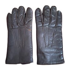 Yves Saint Laurent M genuine leather brown lined gloves
